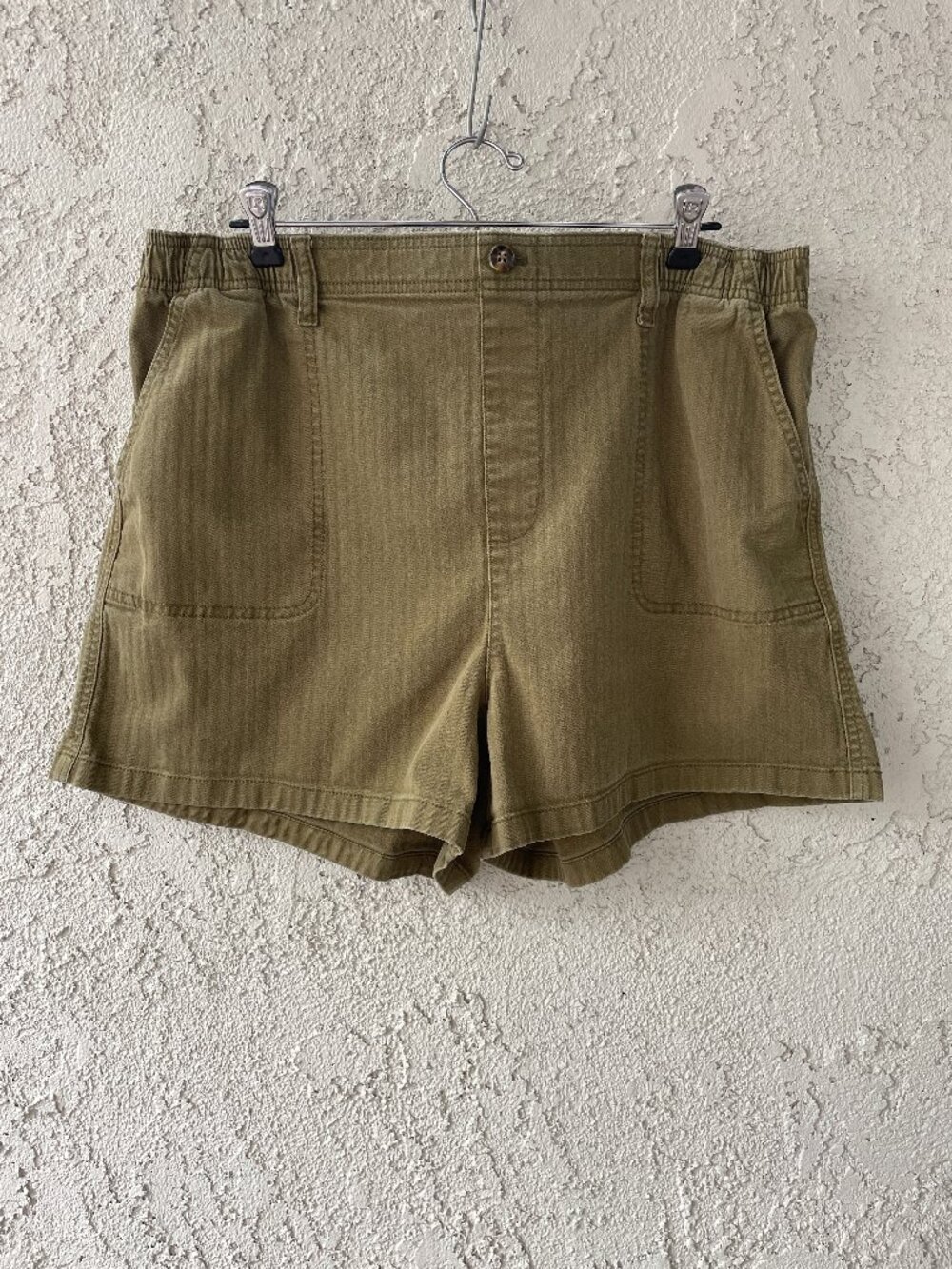 Madewell Olive Green Pull-On Shorts Elastic Waist High Rise Casual Size XL